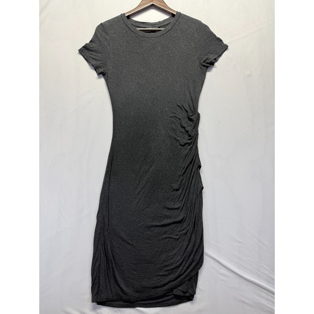 Banana Republic Bodycon Dress Womens Medium Charcoal Gray Stretch Ruched Side